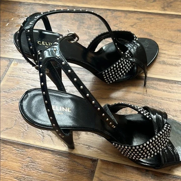 Celine Black Strappy Heeled Sandals Size 6.5